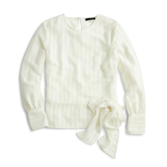 J. Crew Tops - J. Crew || Shadow-Striped Tie Waist Blouse